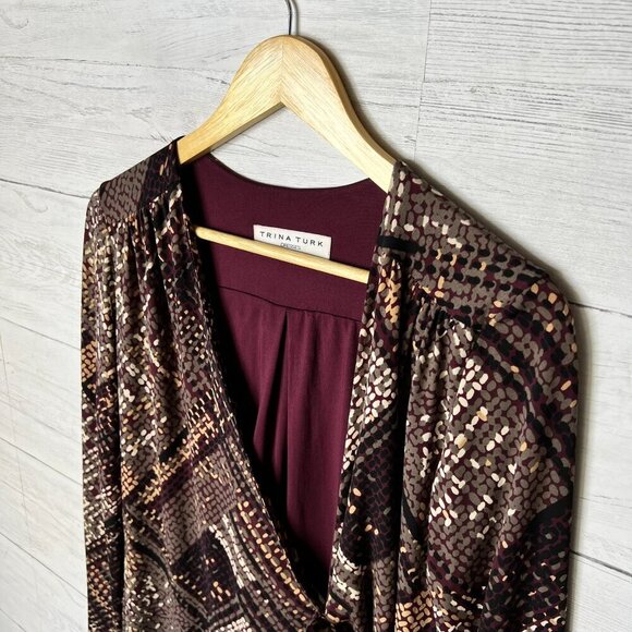 Trina Turk Dress Womens Size Small/Medium Geometric True Wrap Contemporary - Picture 8 of 16